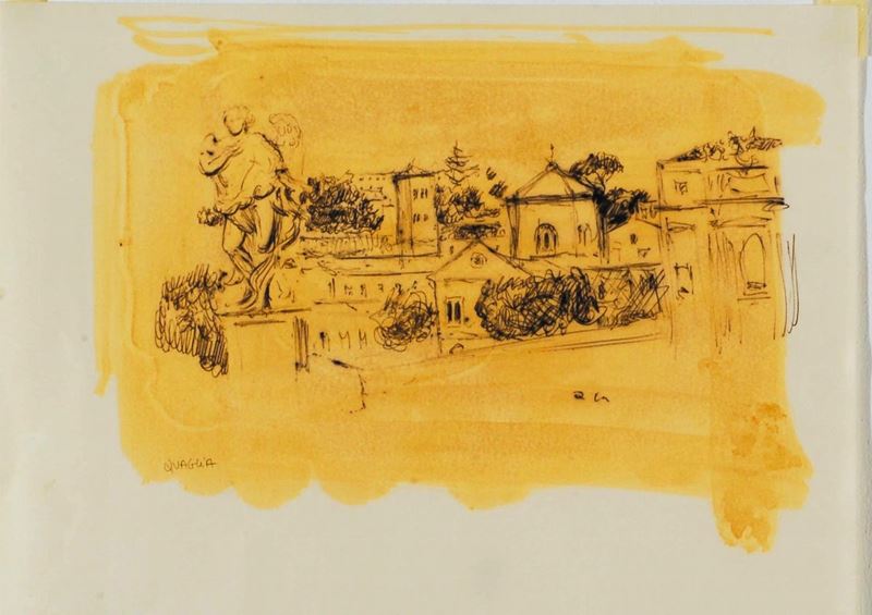 Carlo Quaglia (1903-1970) Ponte Sant’Angelo, 1965  - Asta Carlo Quaglia, un'antologia dell'opera - I - Cambi Casa d'Aste