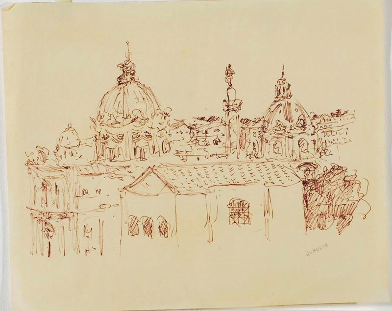 Carlo Quaglia (1903-1970) Paesaggio con cupole, 1960  - Asta Carlo Quaglia, un'antologia dell'opera - I - Cambi Casa d'Aste