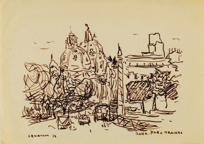 Carlo Quaglia (1903-1970) Roma, Foro Traiano, 1952  - Auction Carlo Quaglia, an anthology of the work - I - Cambi Casa d'Aste