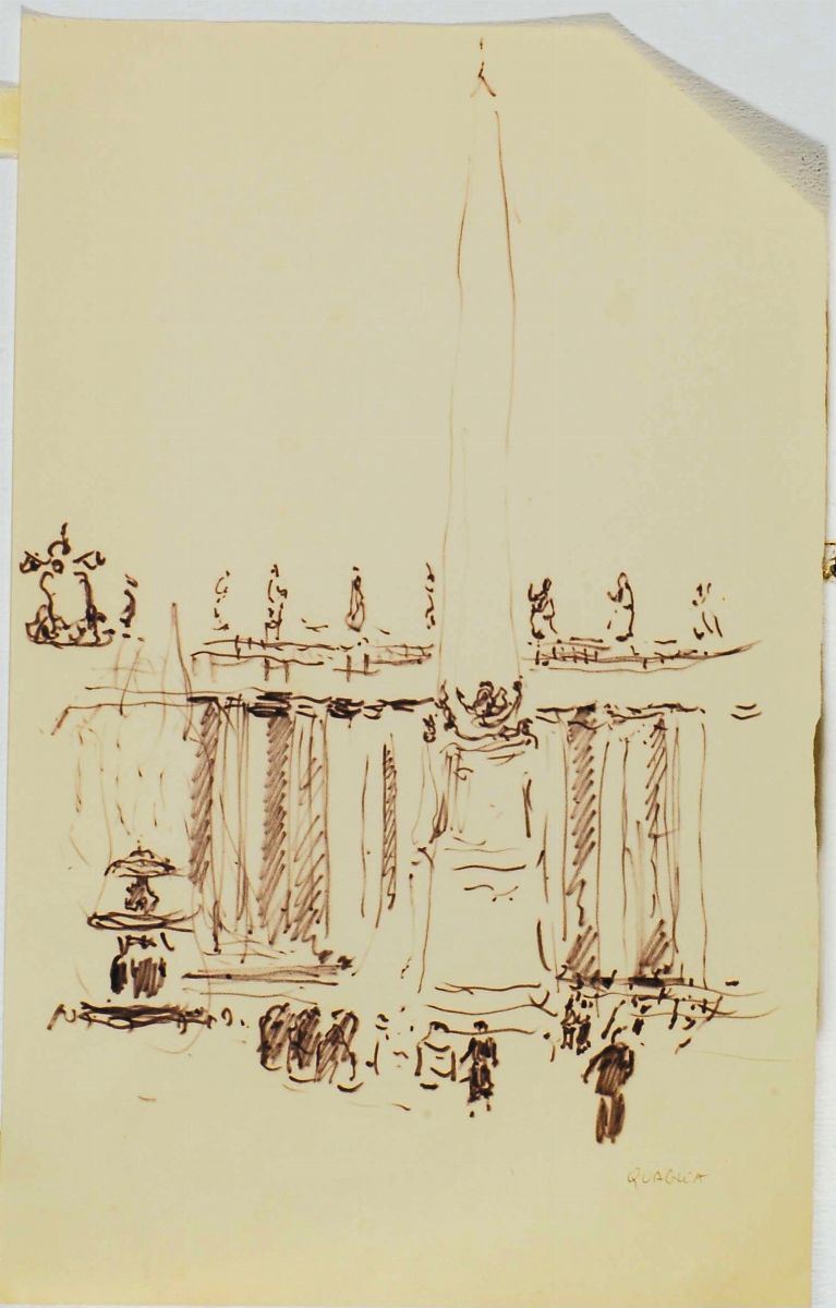 Carlo Quaglia (1903-1970) Piazza San Pietro, 1955  - Auction Carlo Quaglia, an anthology of the work - I - Cambi Casa d'Aste