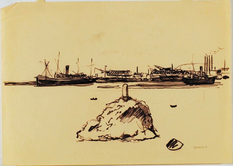 Carlo Quaglia (1903-1970) Marina Ligure, 1952  - Auction Carlo Quaglia, an anthology of the work - I - Cambi Casa d'Aste