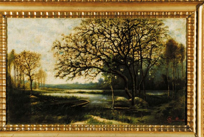 Armand Guillaurmin (1841-1927) Paesaggio fluviale  - Asta Dipinti del XIX e XX secolo - II - Cambi Casa d'Aste