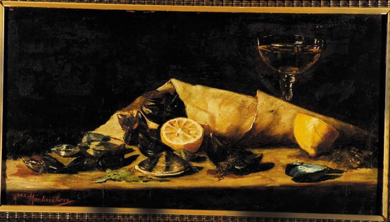 Mountalon Natura morta con molluschi e limoni  - Asta Dipinti del XIX e XX secolo - II - Cambi Casa d'Aste