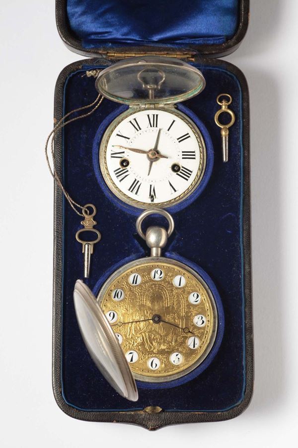 Scatola contenente due orologi da tasca