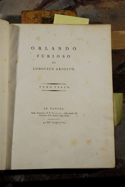 Edizioni del '700 - Illustrati Ariosto Ludovicoorlando Furioso, Parigi, Stamperia di Plassan, 179...