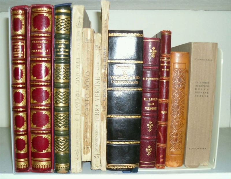 Lotto di 12 opere di D'Annunzio, alcune in legatura d'amatore e edizione originale  - Asta Libri Antichi e Rari - Cambi Casa d'Aste