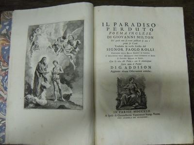 Edizioni del '700 - Illustrati Milton Johnil Paradiso Perduto Poema Inglese di Giovanni Milton de...