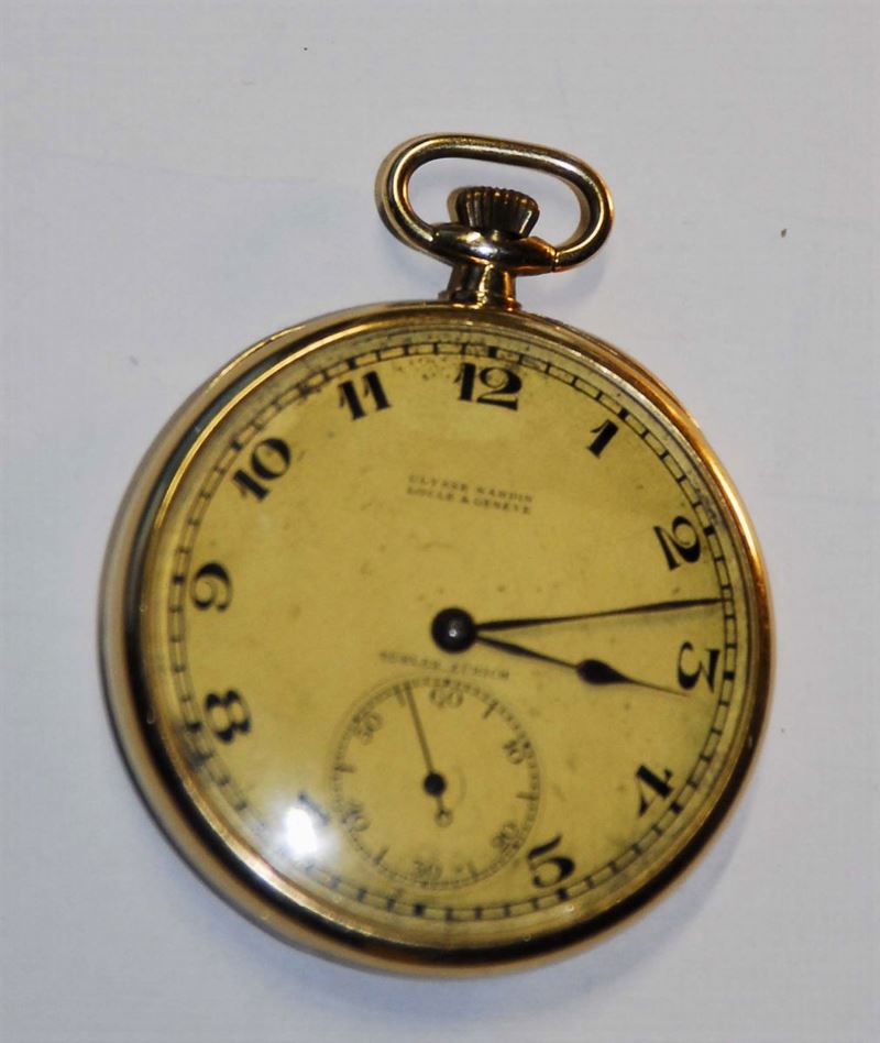 Orologio Ulisse Nardin da tasca tipo Lepine con cassa in oro 18 Kt, 1908 circa  - Auction Pendulum and Decorative Clocks - Cambi Casa d'Aste