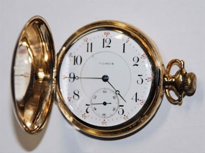 Orologio Ilinois da Tasca Savonette con Cassa Laminata in Oro, 1870 Circa