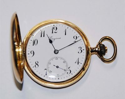 Orologio Longine da Tasca Savonette con Cassa in Oro 18 Kt, Inizio XX Secolo