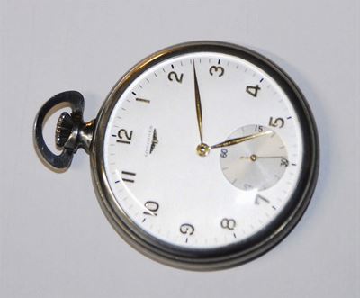 Orologio Longines da Tasca Tipo Lepine con Cassa in Nichel, 1930 Circa