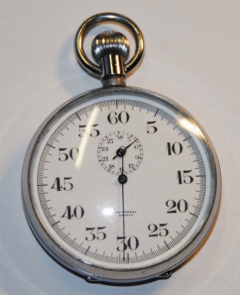 Contasecondi Universal Geneve da tasca tipo Lepine con cassa in nichel, 1920 circa  - Auction Pendulum and Decorative Clocks - Cambi Casa d'Aste