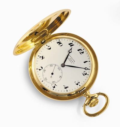 Orologio International Watch Co da Tasca Tipo Lepine con Cassa in Oro 18 Kt, 1890 Circa