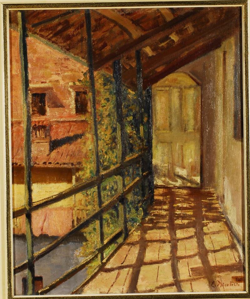 Edoardo Nicolello (1871-1948) Ballatoio  - Asta Dipinti del XIX e XX secolo - II - Cambi Casa d'Aste