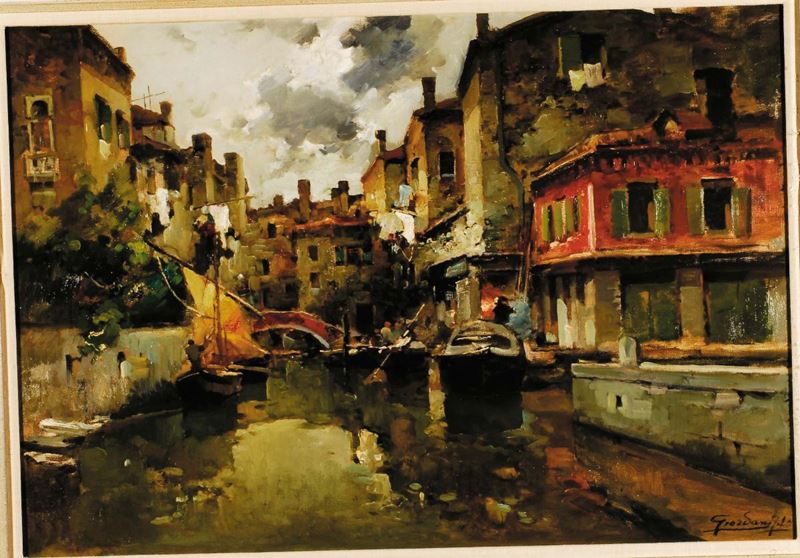 Felice Giordano (1880-1964) Canale veneziano  - Asta Dipinti del XIX e XX secolo - II - Cambi Casa d'Aste