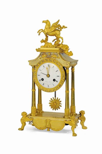 Pendola Impero in Bronzo Dorato, le Roy a Paris, Francia XVIII Secolo