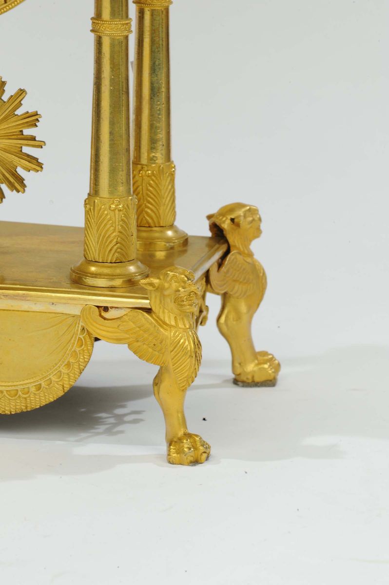 Pendola Impero in Bronzo Dorato, le Roy a Paris, Francia XVIII Secolo