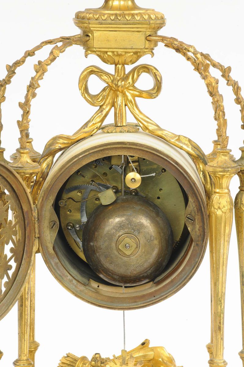 Pendola Luigi XVI in Marmo e Bronzi Dorati a Fuoco, Svizzera XVIII Secolo