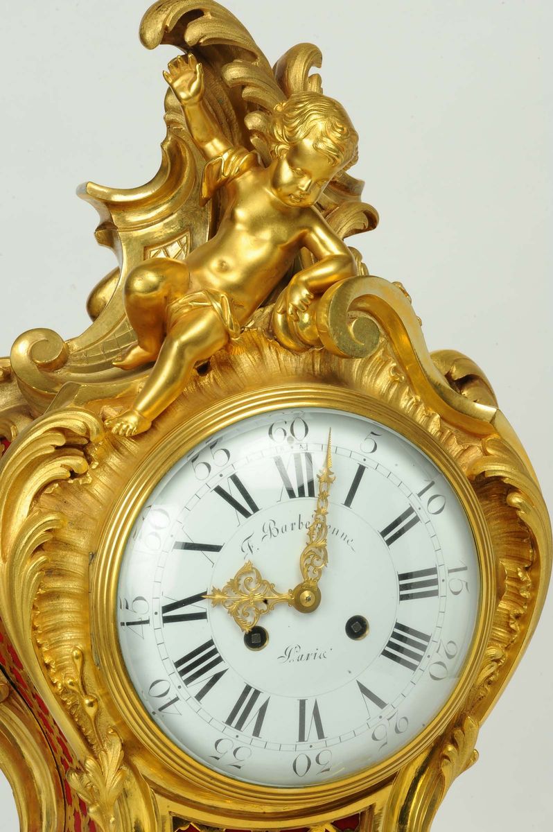 Orologio Cartel in Bronzo Dorato e Cesellato, Firmato Barbedienne a Paris, Francia Metà del XIX S...