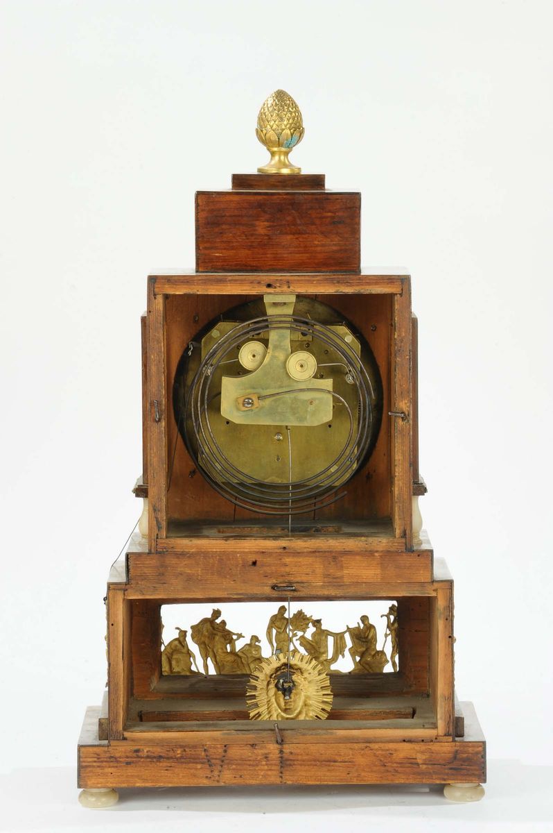 Orologio di Gusto Austriaco con Fregi alla Base, Andreas Muller Praga, XIX Secolo