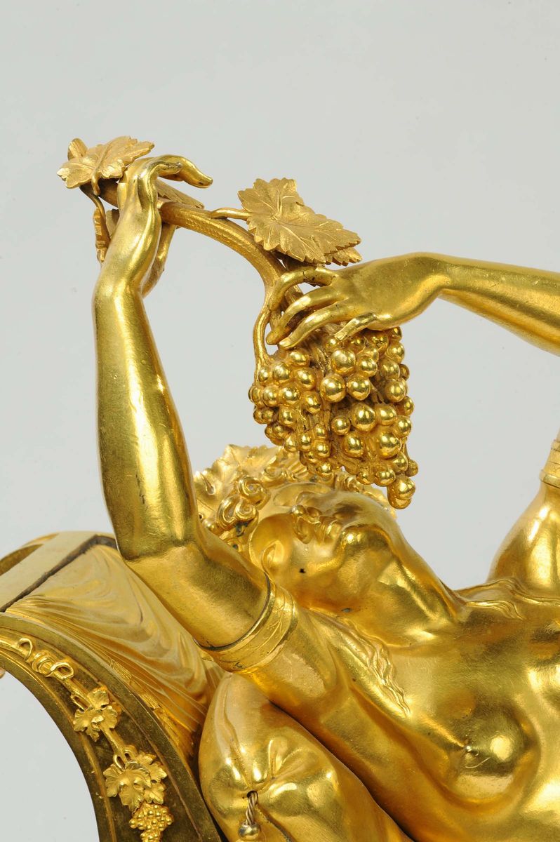 Affascinante e Sensuale Orologio Direttorio con Baccante, Attribuita Ad Antoine André Ravrio (175...