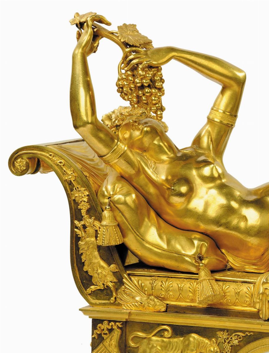 Affascinante e Sensuale Orologio Direttorio con Baccante, Attribuita Ad Antoine André Ravrio (175...