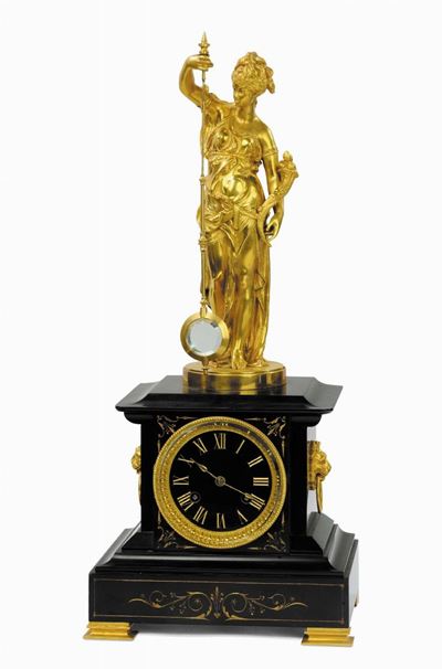 Orologio Impero Misterioso con Figura Femminile e Pendolo, Austria