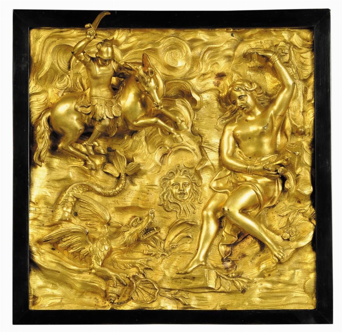 Eccezionale Orologio Romano di Bronzo Dorato, Marmi e Pietre Semi Dure, XVIII Secolo.