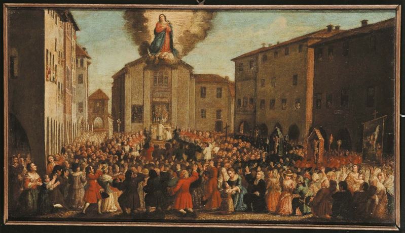 Scuola del XVIII secolo Processione  - Asta Antiquariato e Dipinti Antichi - Cambi Casa d'Aste