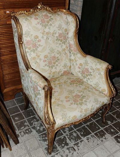 Bergere in Legno Intagliato e Dorato, Stile '700