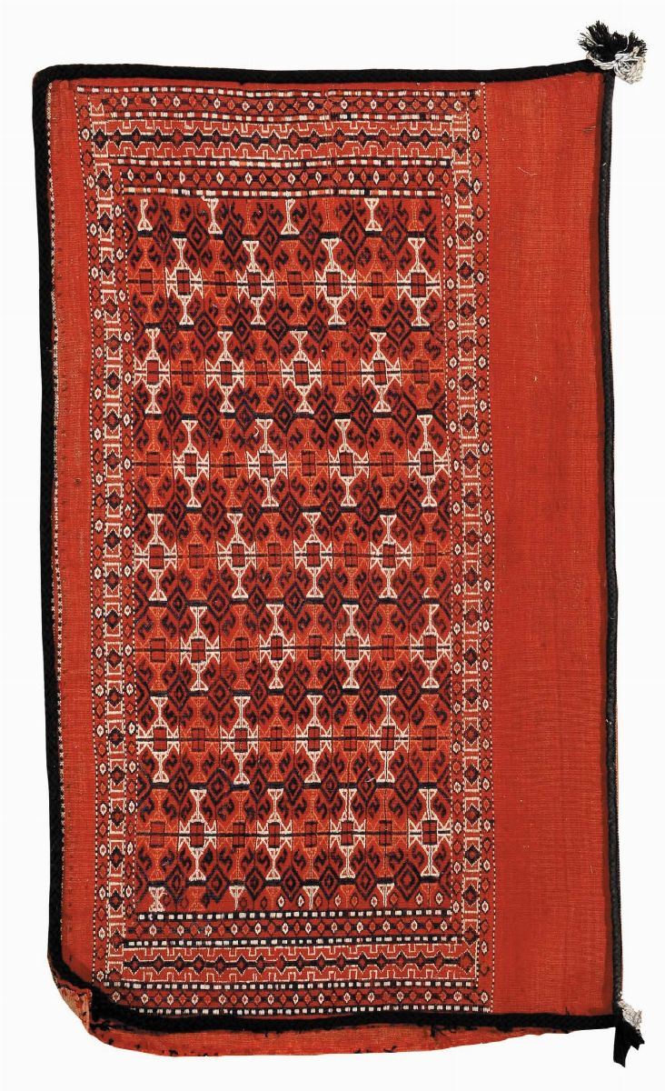 Sacca turkmena a ricamo jijim, inizio XX secolo  - Auction Ancient Carpets - Cambi Casa d'Aste