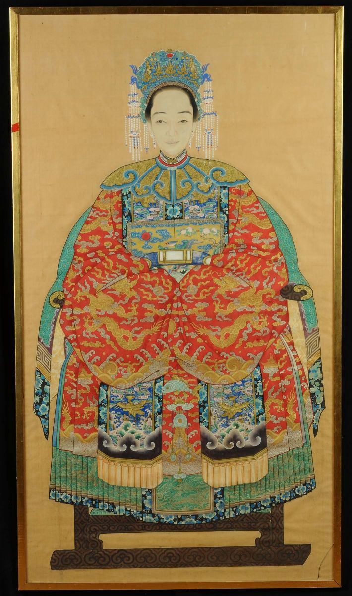 Anonimo Cinese del XIX secolo Ritratto di Mandarino  - Asta Antiquariato e Dipinti Antichi - Cambi Casa d'Aste