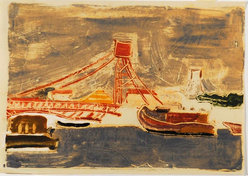 Carlo Quaglia (1903-1970) Fiumicino, 1955  - Auction Carlo Quaglia, an anthology of the work - I - Cambi Casa d'Aste