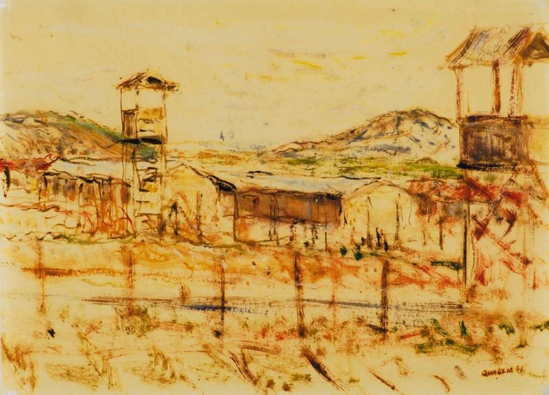 Carlo Quaglia (1903-1970) Il campo dei prigionieri, 1945  - Auction Carlo Quaglia, an anthology of the work - I - Cambi Casa d'Aste