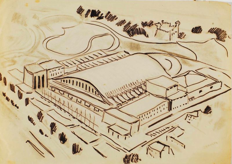 Carlo Quaglia (1903-1970) Il Lingotto, 1955  - Auction Carlo Quaglia, an anthology of the work - I - Cambi Casa d'Aste