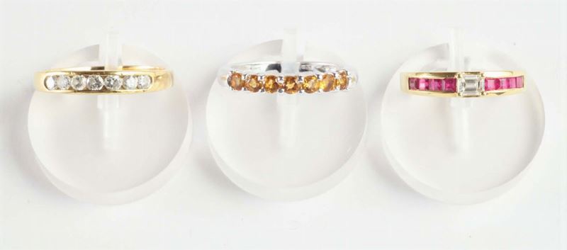 Lotto composto da tre anelli  - Auction Ancient and Contemporary Clocks and Jewels - Cambi Casa d'Aste