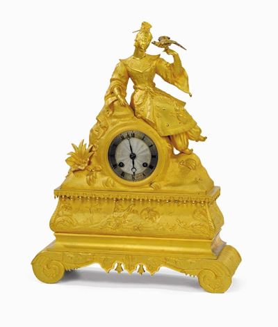 Pendola Luigi Filippo la Cortigiana in Bronzo Dorato, Francia XIX Secolo