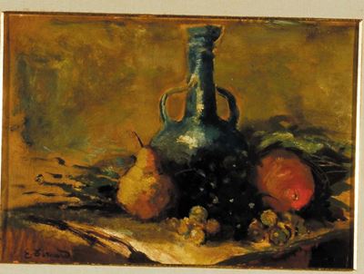 Emile Bernard (1868-1941)natura Morta con Bottiglia e Frutta
