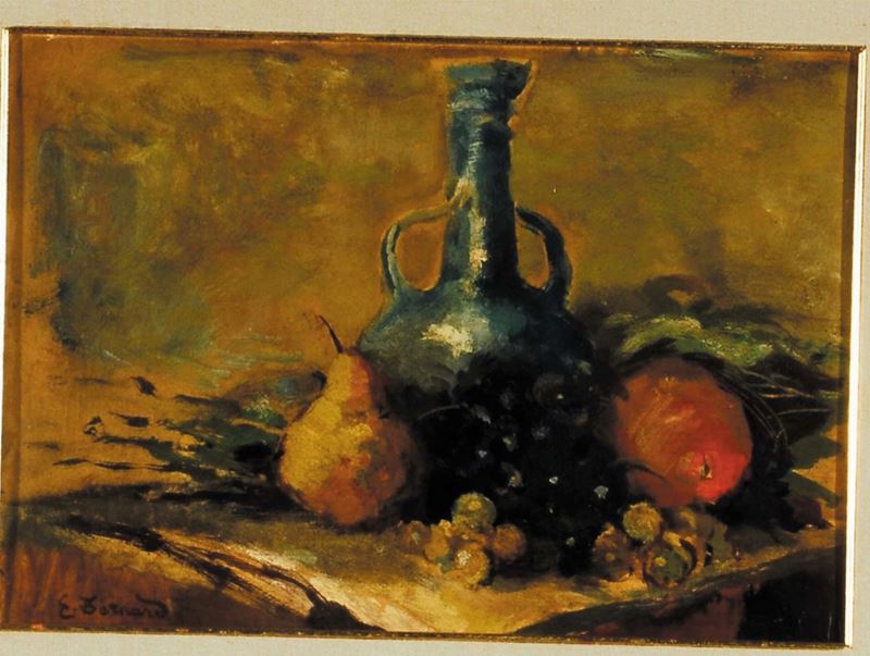 Emile Bernard (1868-1941) Natura morta con bottiglia e frutta  - Asta Dipinti del XIX e XX secolo - II - Cambi Casa d'Aste
