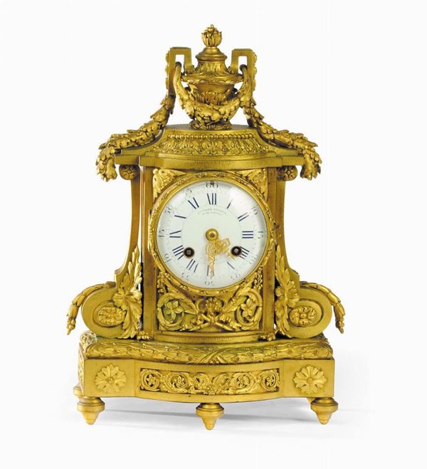 Antico orologio a pendolo in bronzo dorato e marmo del XIX secolo '800 -  Antiquando