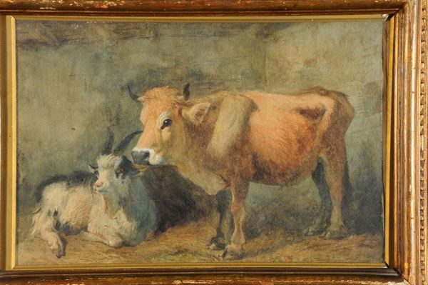 Filippo Palizzi (1818-1899), ambito di Mucca e pecora