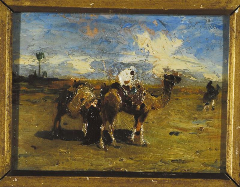 Lorenzo Delleani  (1840-1908) Beduini nel deserto  - Asta Dipinti del XIX e XX secolo - II - Cambi Casa d'Aste