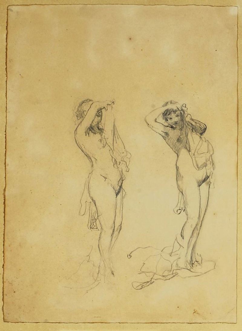 Lorenzo Delleani  (1840-1908) Studi di nudi femminili  - Asta Dipinti del XIX e XX secolo - II - Cambi Casa d'Aste