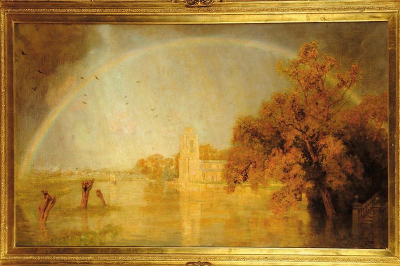 Frederick George Cotman (1850-1920) Rainbow in Hemingford  - Asta Dipinti del XIX e XX secolo - II - Cambi Casa d'Aste