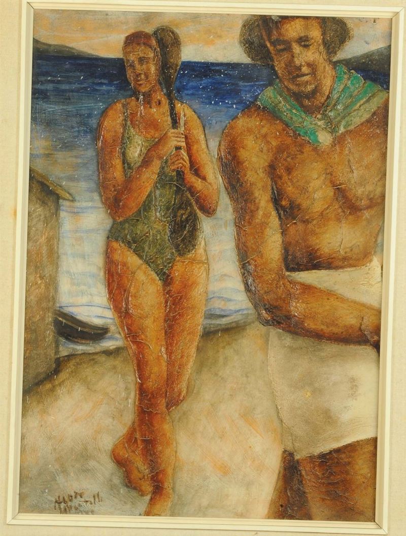 Fiore Martelli (1908-1934) Bagnante con pagaia  - Auction 19th and 20th century paintings - II - Cambi Casa d'Aste