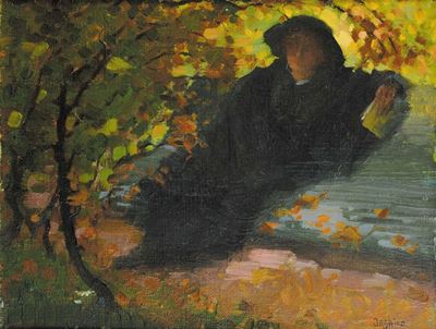 Stefano Baghino (1881-1920)donna Seduta su una Panchina