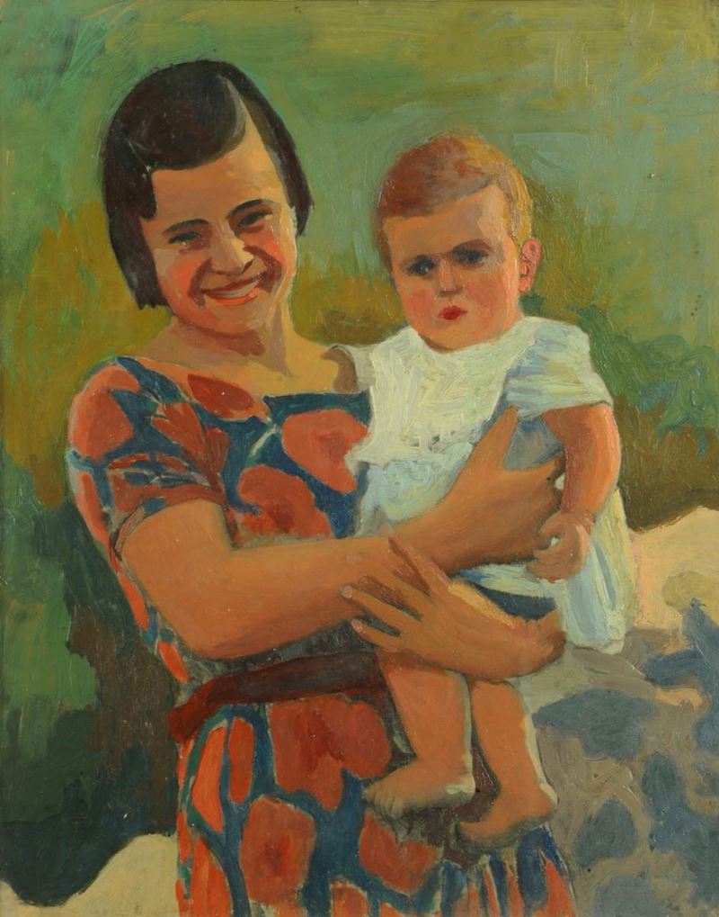 Stefano Baghino (1881-1920) Madre con figlio  - Auction 19th and 20th century paintings - II - Cambi Casa d'Aste