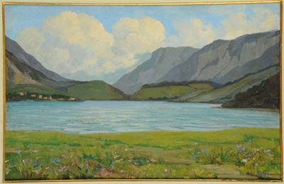 Guido Meineri (1869-1944)paesaggio Lacustre