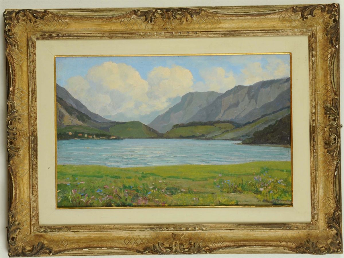 Guido Meineri (1869-1944)paesaggio Lacustre