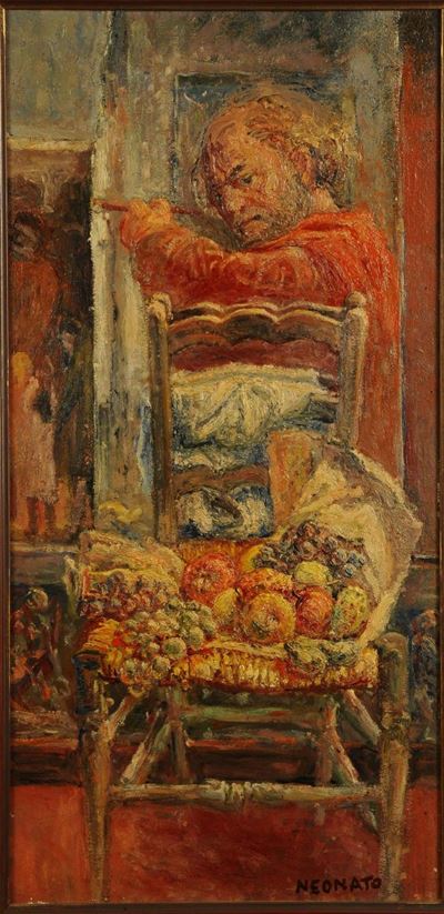Nicola Neonato (1942)autoritratto con Natura Morta